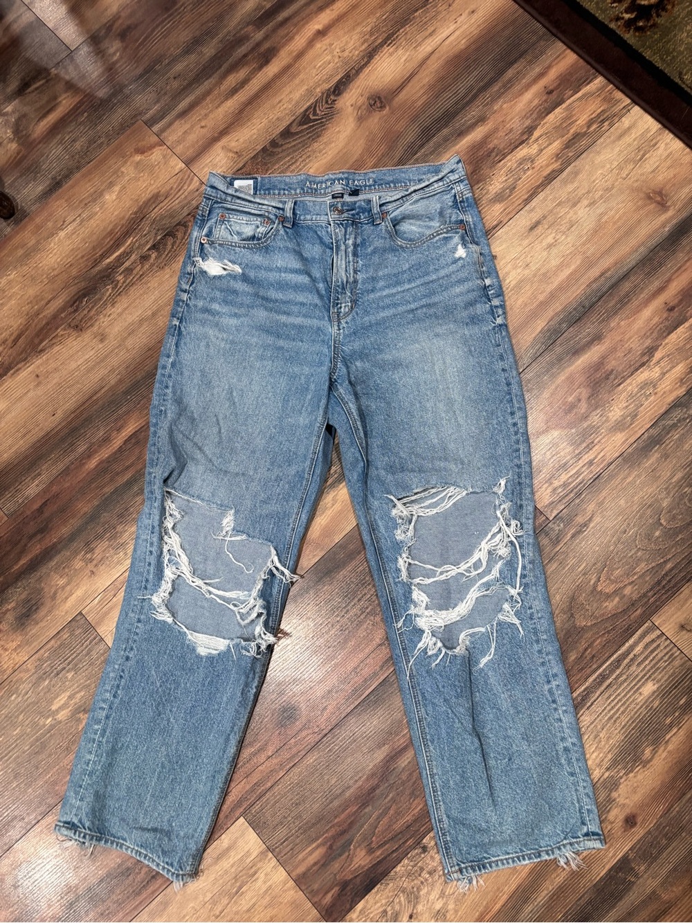 American Eagle Outfitters Boyfriend Jeans in Light Blue Distressed